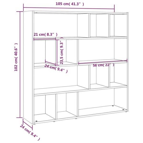 Estantería de libros/divisor de espacios blanco 105x24x102 cm