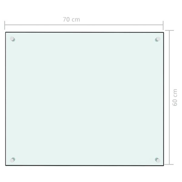 Protección salpicaduras cocina vidrio templado blanco 70x60 cm