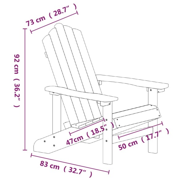 Silla de jardín Adirondack HDPE gris antracita