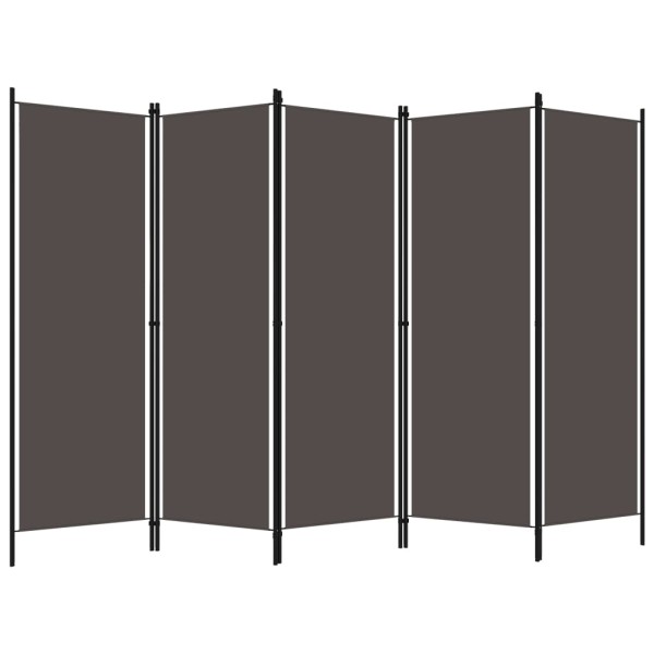 Biombo divisor de 5 paneles gris antracita 250x180 cm