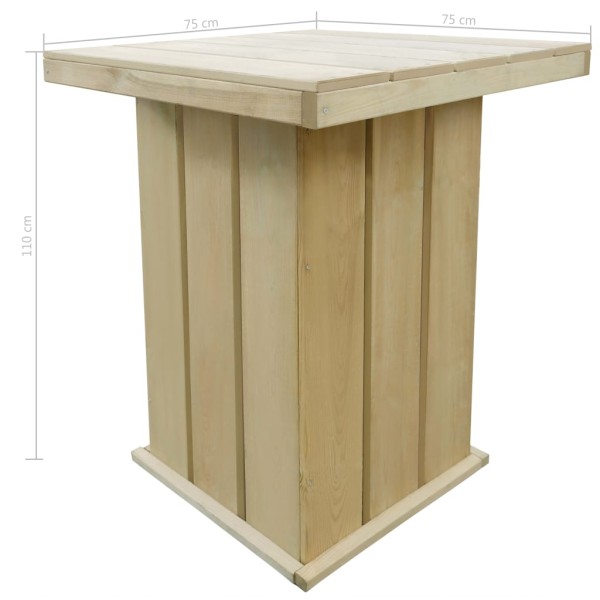 Mesa de bar de madera de pino impregnada 75x75x110 cm