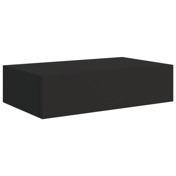 Estante con cajón de pared MDF negro 40x23,5x10 cm