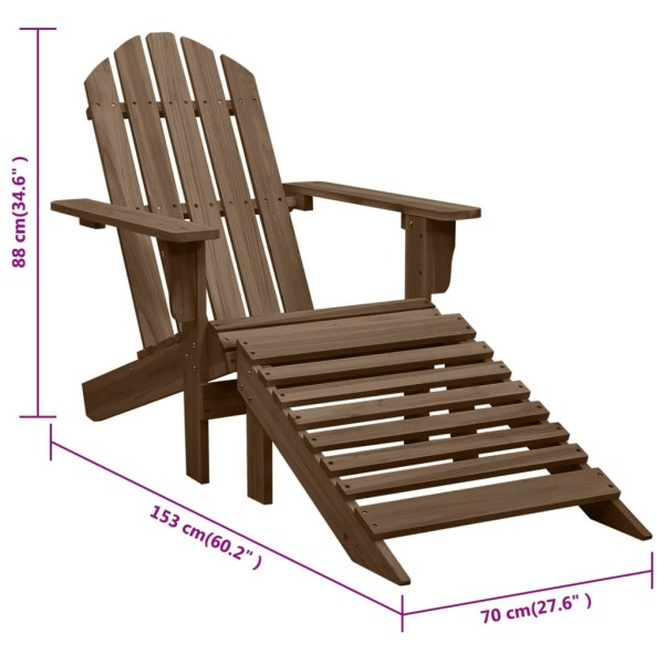 Silla de jardín con otomana de madera marrón