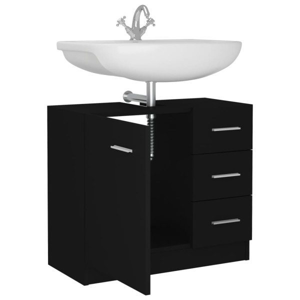 Armario para lavabo madera contrachapada negro 63x30x54 cm