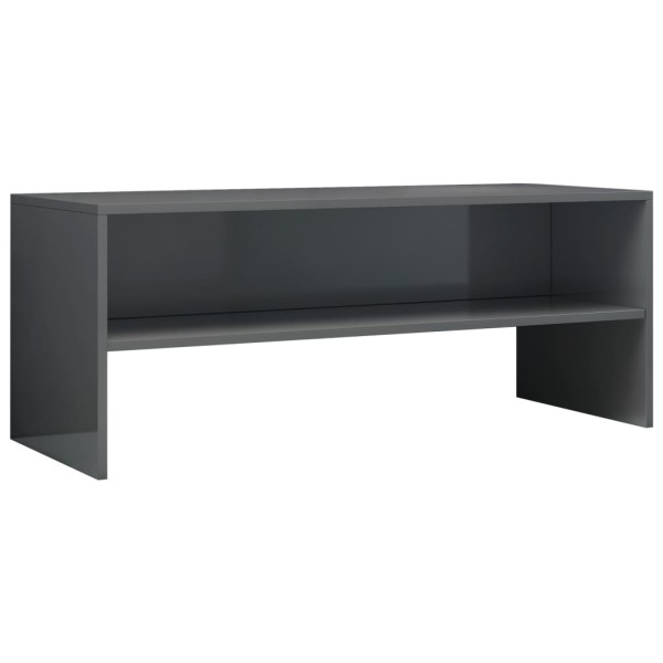 Mueble de TV madera contrachapada gris brillante 100x40x40 cm