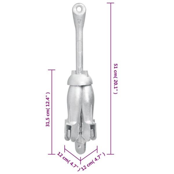 Ancla plegable hierro maleable plateado 6 kg