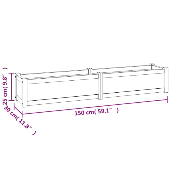 Arriate de madera maciza de teca 150x30x25 cm