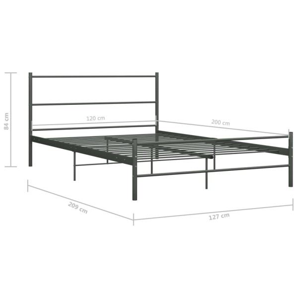 Estructura de cama de metal gris 120x200 cm