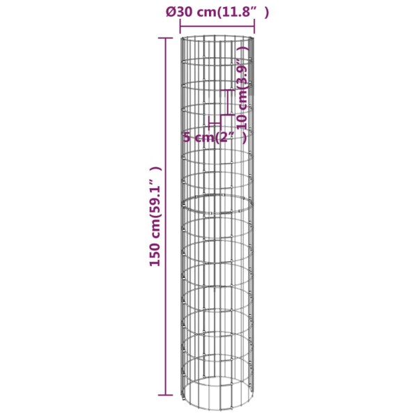 Arriate gaviones circular 4 piezas Ø30x50/100/150/200 cm