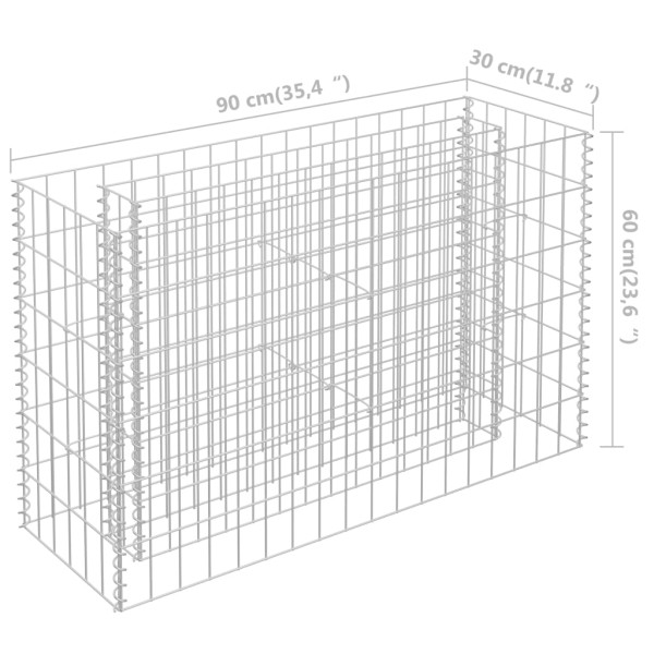 Arriate de gaviones de acero galvanizado 90x30x60 cm