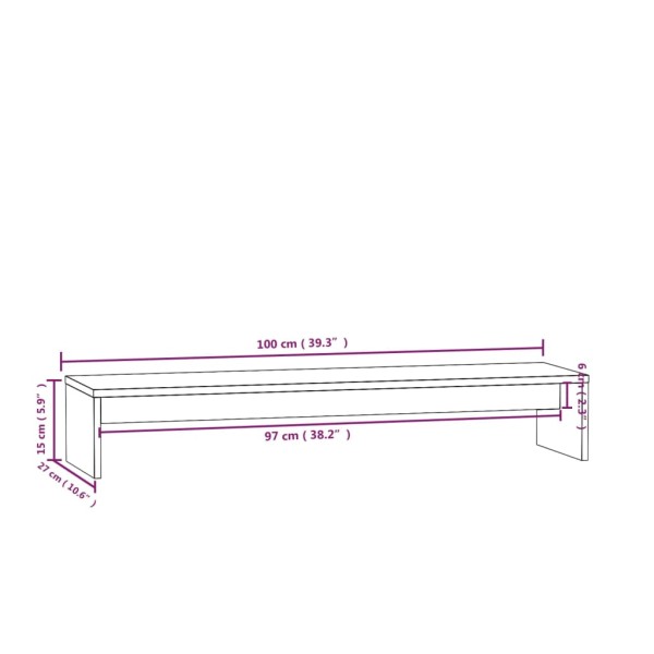 Soporte para monitor madera maciza de pino 100x27x15 cm