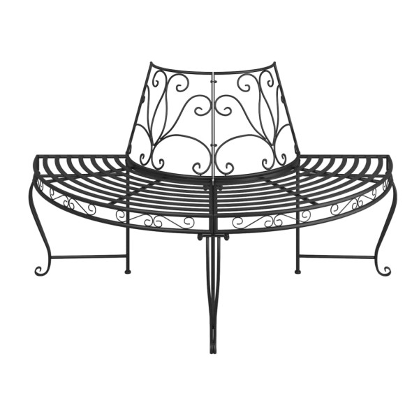 Banco de jardín semicircular de acero negro 160 cm