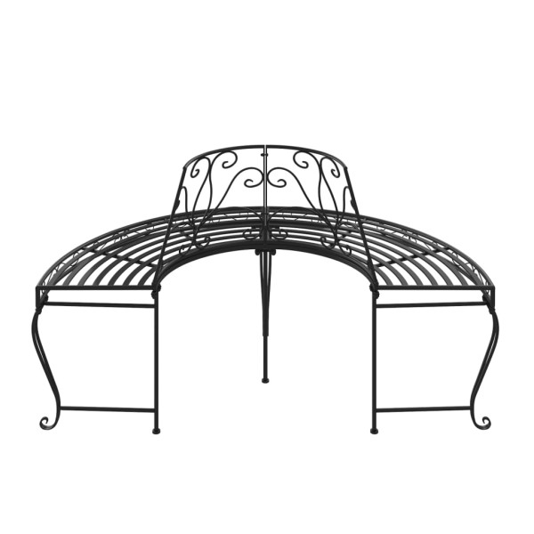 Banco de jardín semicircular de acero negro 160 cm