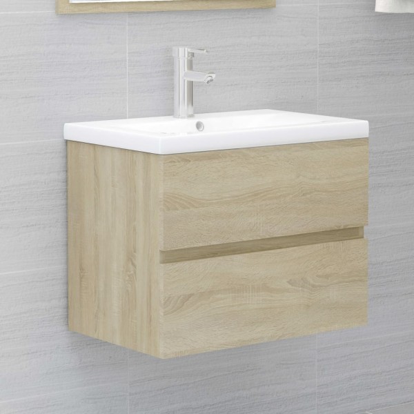 Set de muebles de baño 2 pzas madera contrachapada roble sonoma