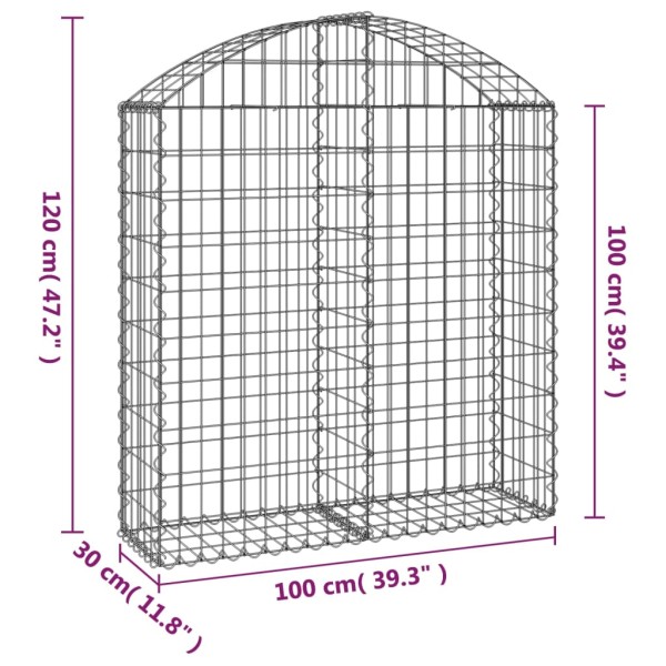 Cesta gaviones forma arco hierro galvanizado 100x30x100/120 cm