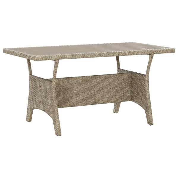 Mesa de jardín de ratán sintético gris 130x70x66 cm