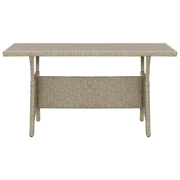 Mesa de jardín de ratán sintético gris 130x70x66 cm