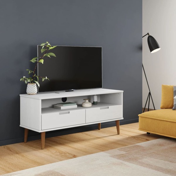 Mueble de TV MOLDE madera maciza de pino blanco 106x40x49 cm