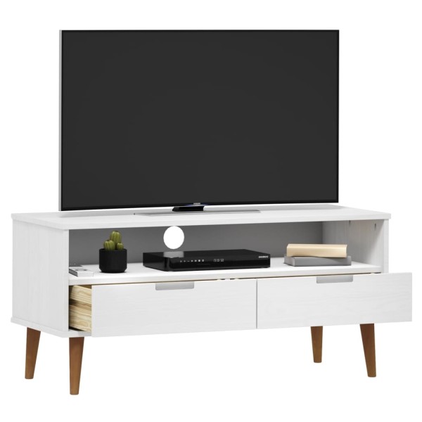 Mueble de TV MOLDE madera maciza de pino blanco 106x40x49 cm