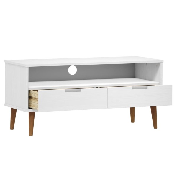 Mueble de TV MOLDE madera maciza de pino blanco 106x40x49 cm