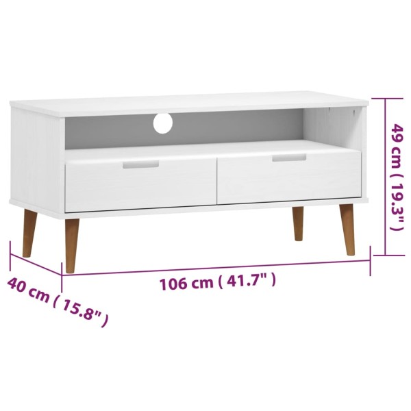 Mueble de TV MOLDE madera maciza de pino blanco 106x40x49 cm