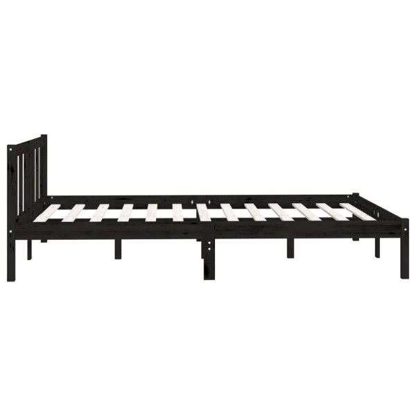 Estructura de cama de madera maciza de pino negra 140x190 cm