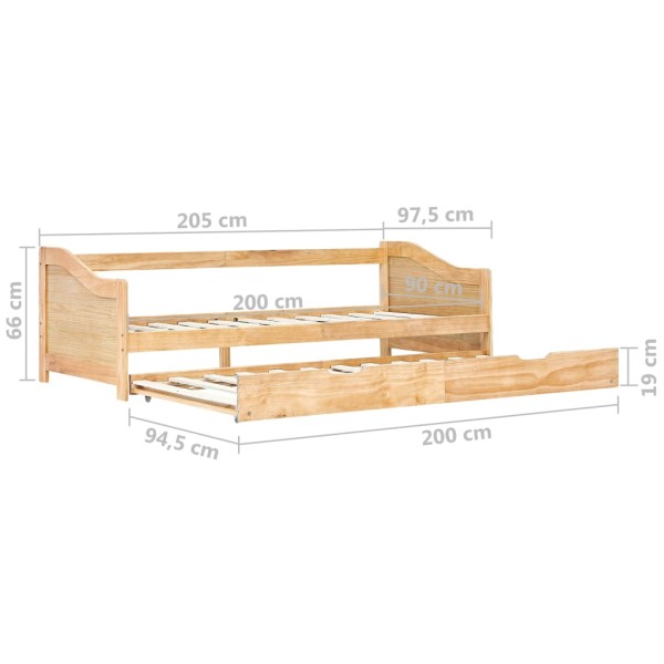 Estructura de sofá cama extraíble madera de pino 90x200 cm