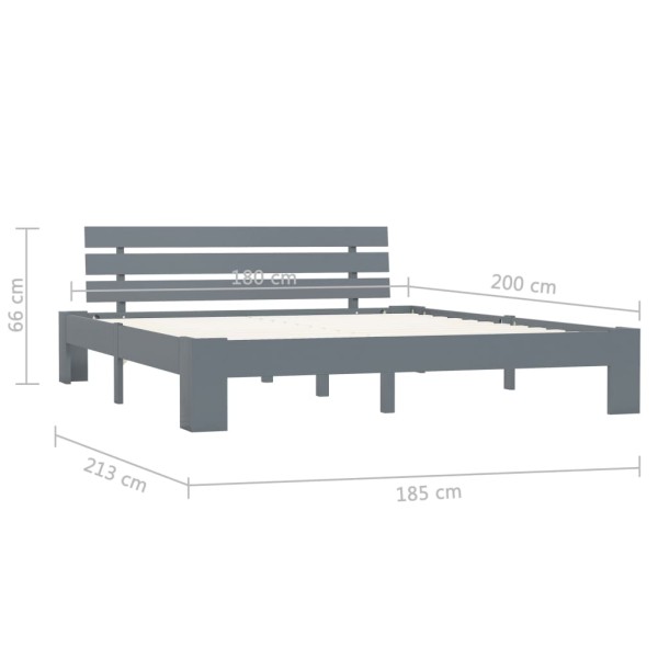 Estructura de cama de madera maciza de pino gris 180x200 cm