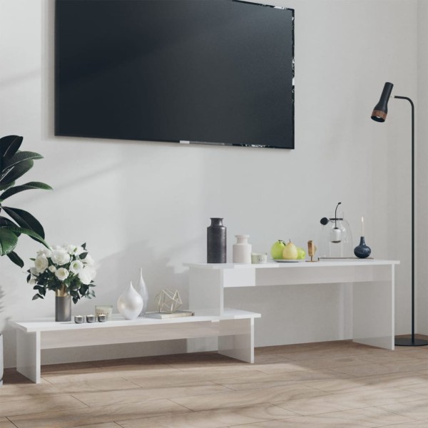 Mueble de TV madera contrachapada blanco brillante 180x30x43 cm