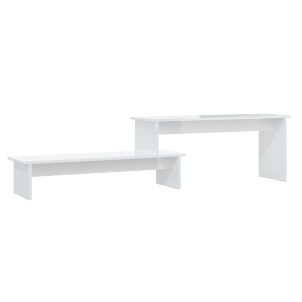 Mueble de TV madera contrachapada blanco brillante 180x30x43 cm