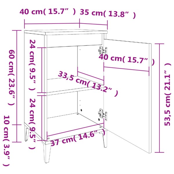 Mesitas de noche 2 uds madera contrachapada blanco 40x35x70 cm