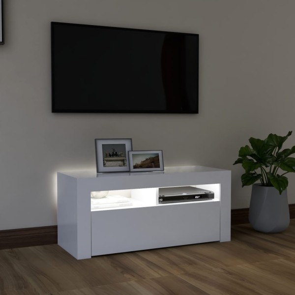 Mueble de TV con luces LED blanco 90x35x40 cm