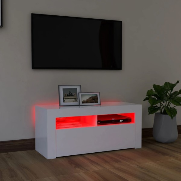 Mueble de TV con luces LED blanco 90x35x40 cm