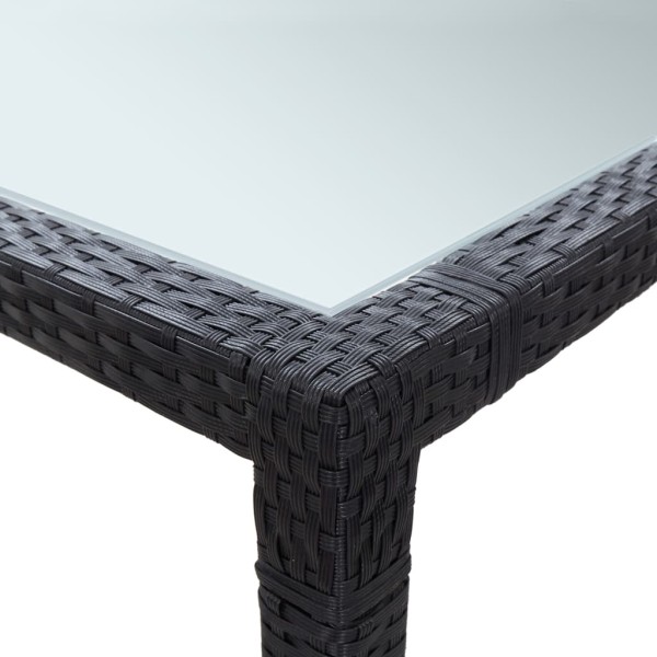 Mesa de comedor de jardín negro 200x150x74 cm ratán sintético