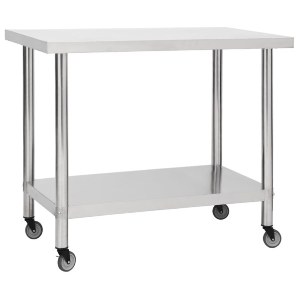 Mesa de trabajo para cocina con ruedas acero inox 80x60x85 cm