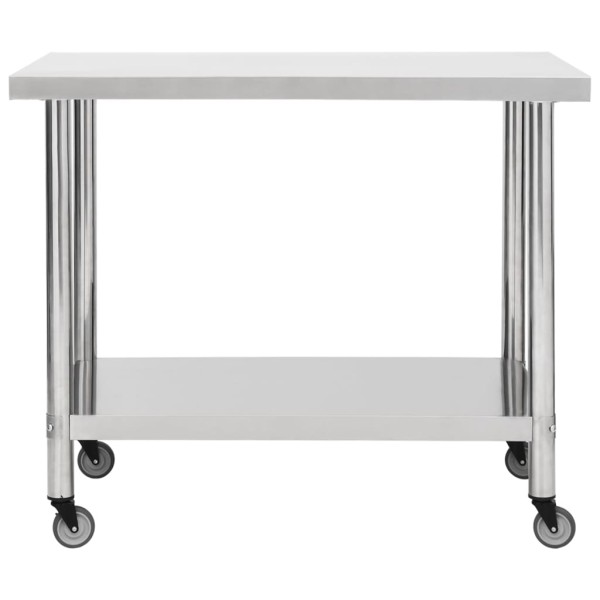 Mesa de trabajo para cocina con ruedas acero inox 80x60x85 cm