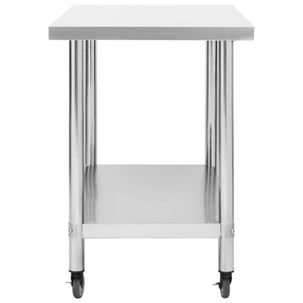 Mesa de trabajo para cocina con ruedas acero inox 80x60x85 cm