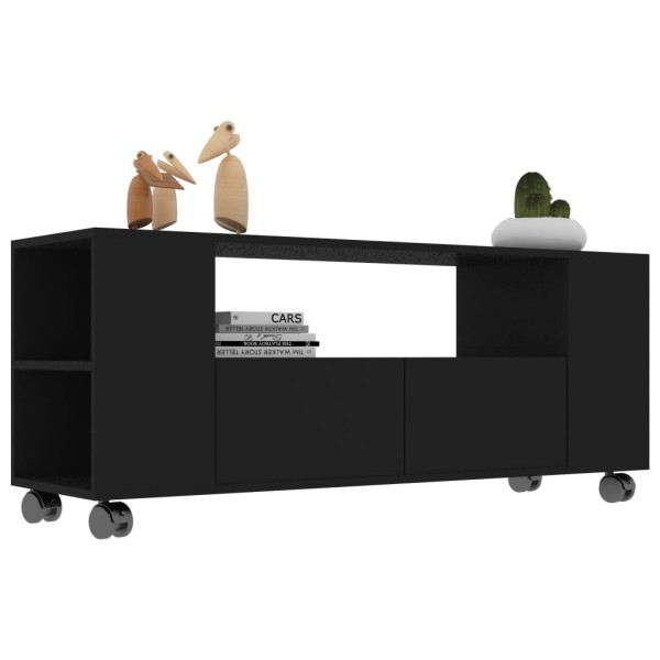 Mueble para TV madera contrachapada negra 120x35x48 cm