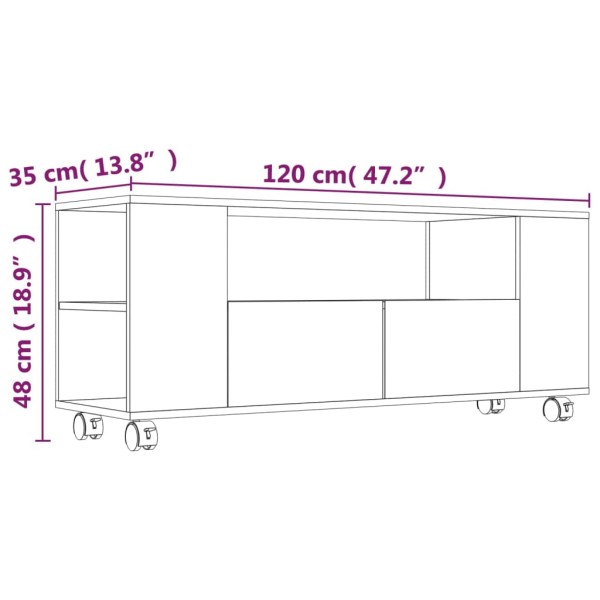 Mueble para TV madera contrachapada negra 120x35x48 cm