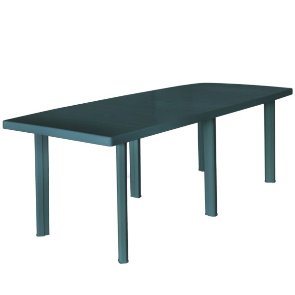 Mesa de jardín de plástico verde 210x96x72 cm