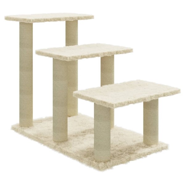 Rascador para gatos con postes de sisal crema 50,5 cm