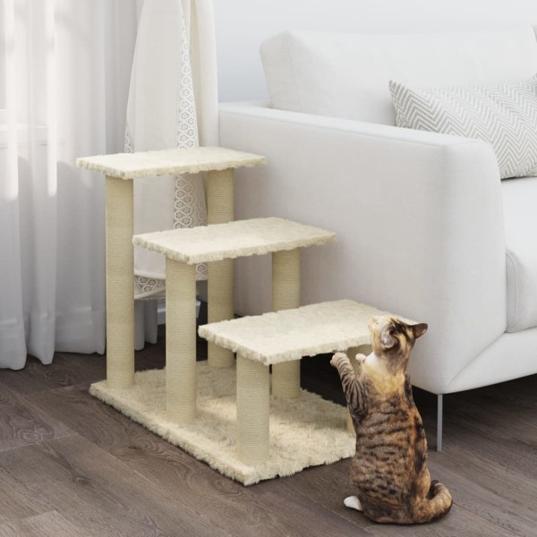 Rascador para gatos con postes de sisal crema 50,5 cm