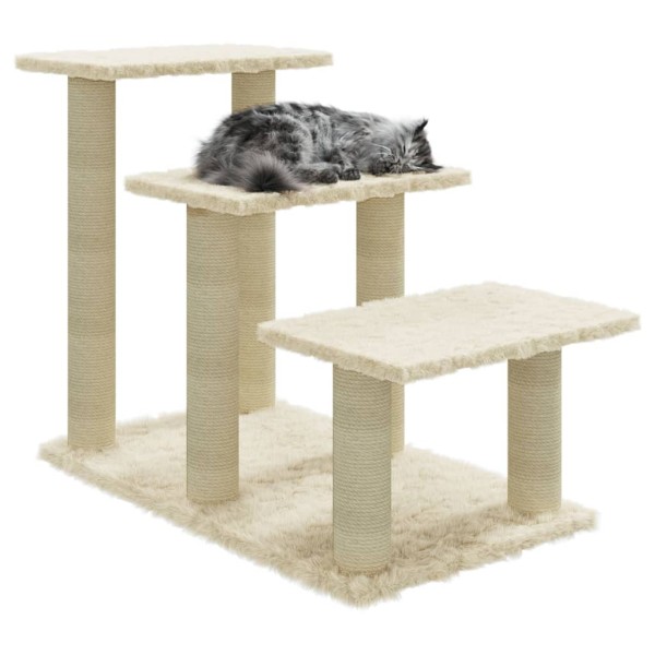 Rascador para gatos con postes de sisal crema 50,5 cm