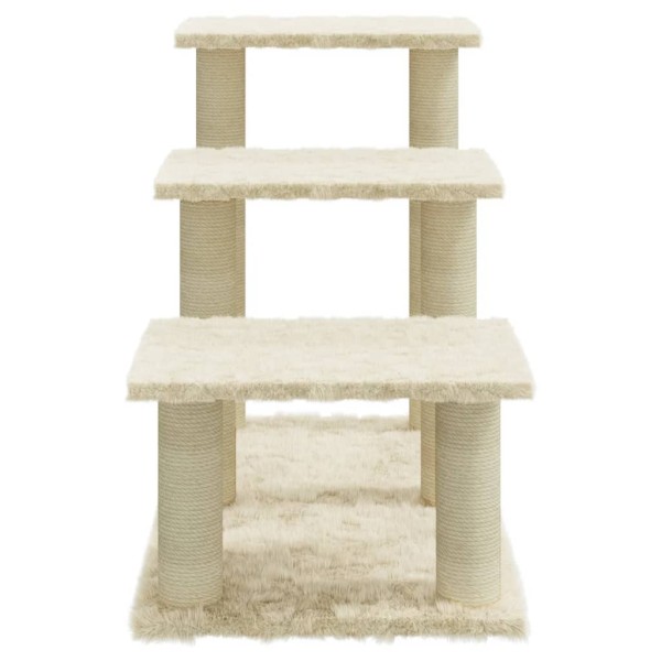 Rascador para gatos con postes de sisal crema 50,5 cm