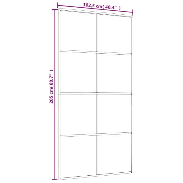 Puerta corredera aluminio y ESG vidrio negra 102,5x205 cm