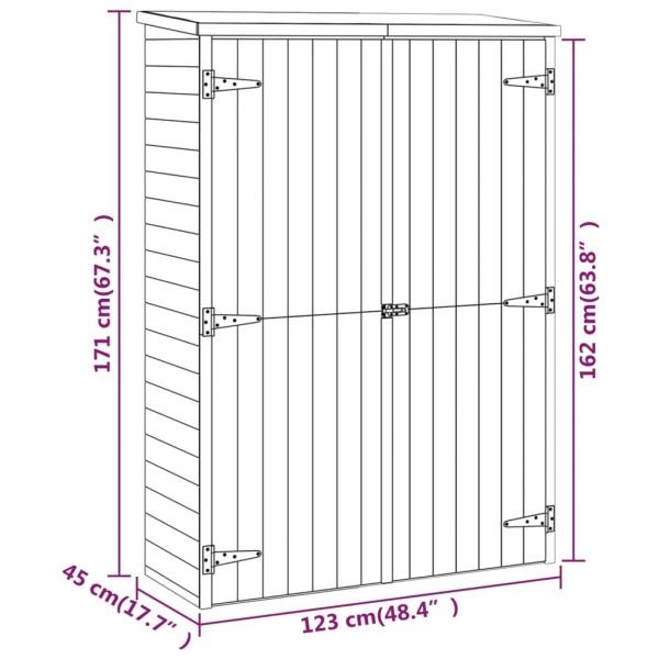 Cobertizo de herramientas madera pino impregnada 123x45x171 cm