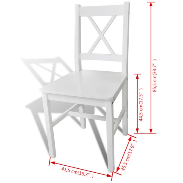 Sillas de comedor 4 unidades madera de pino blancas