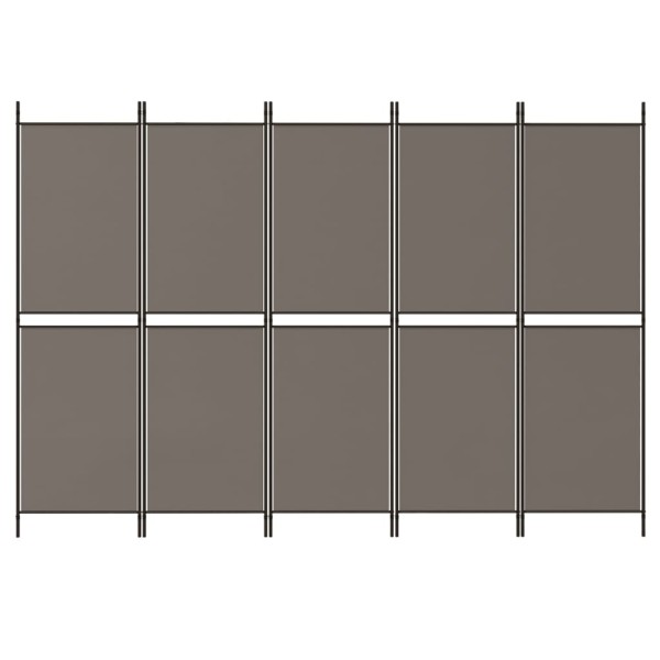 Biombo divisor de 5 paneles de tela gris antracita 250x180 cm