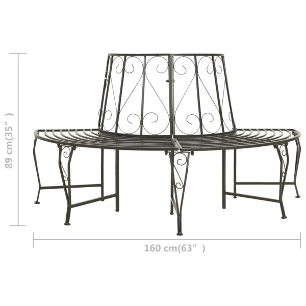 Banco para árbol de jardín semicircular acero 160 cm