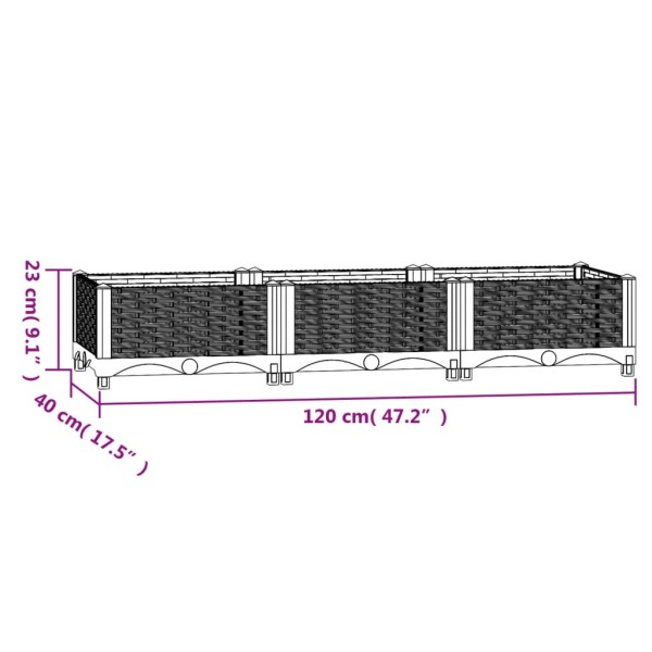 Arriate polipropileno 120x40x23 cm